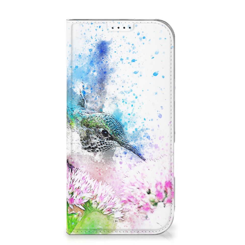 Bookcase iPhone 16 Pro Max Vogel design bloemensoort aanzicht