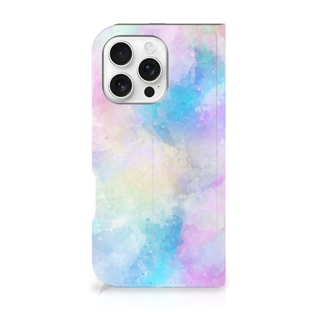 B2C Telecom iPhone 16 Pro Bookcase Watercolor Light achterkant