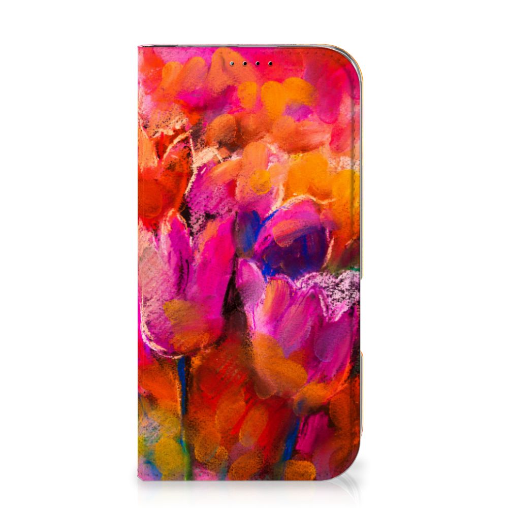 B2C Telecom iPhone 16 Bookcase Tulips voorkant