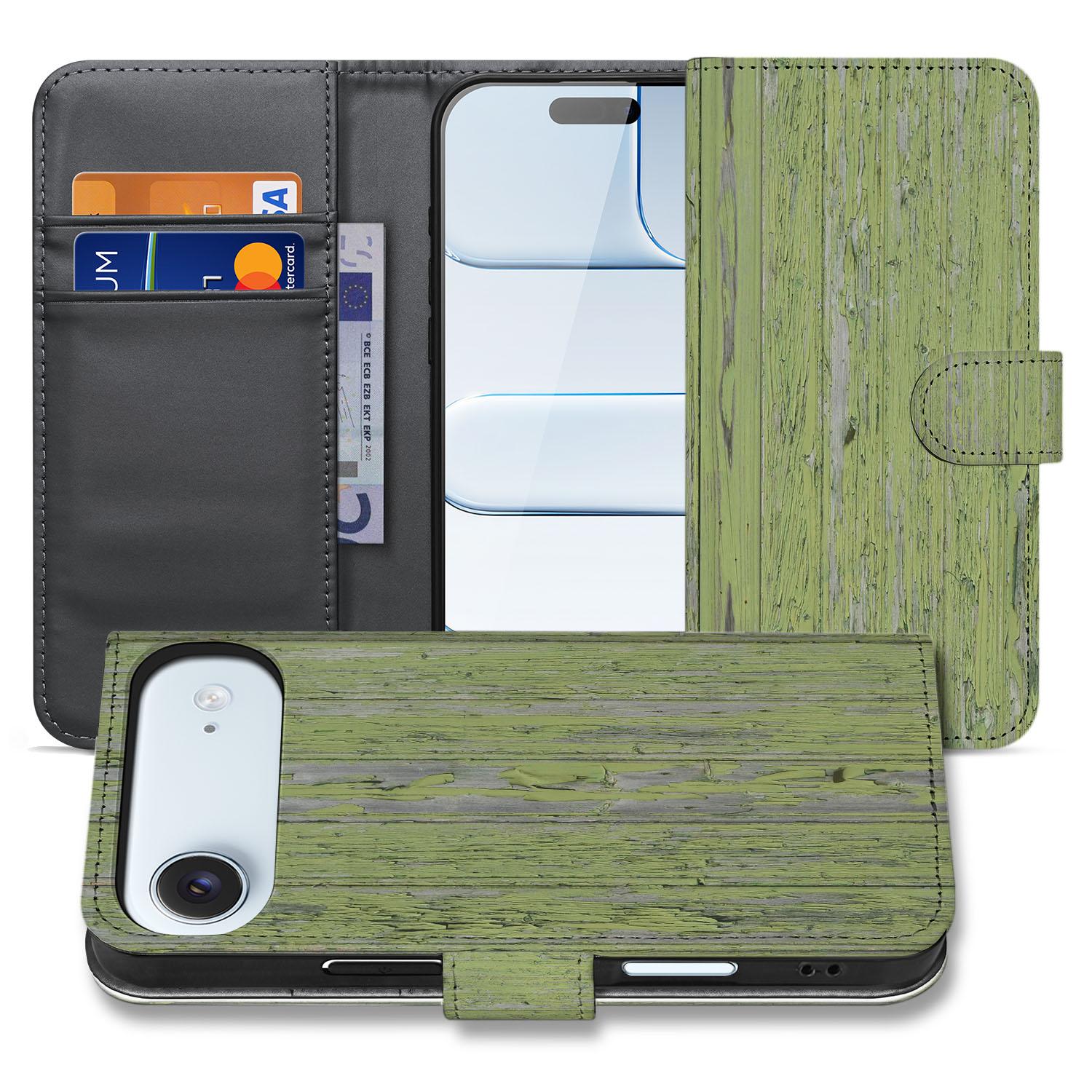 Bookcase iPhone Air | Green Wood boekcase groene houtnerf zijaanzicht