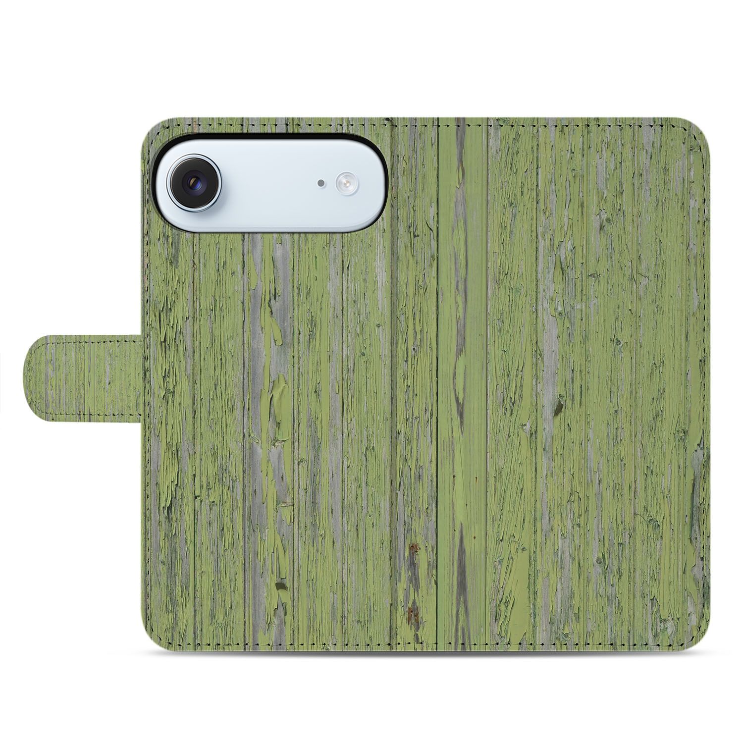 Bookcase iPhone Air Green Wood achteraanzicht groen houtnerf