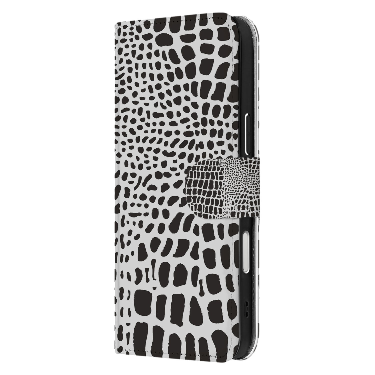 Bookcase iPhone Air Slangenprint Met Pasjes beschermhoes zwart wit slangenprint design