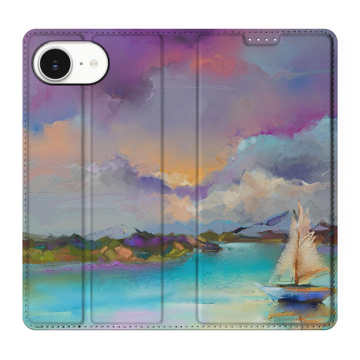 Bookcase voor Apple iPhone 16e Boat design maritiem voorzijde