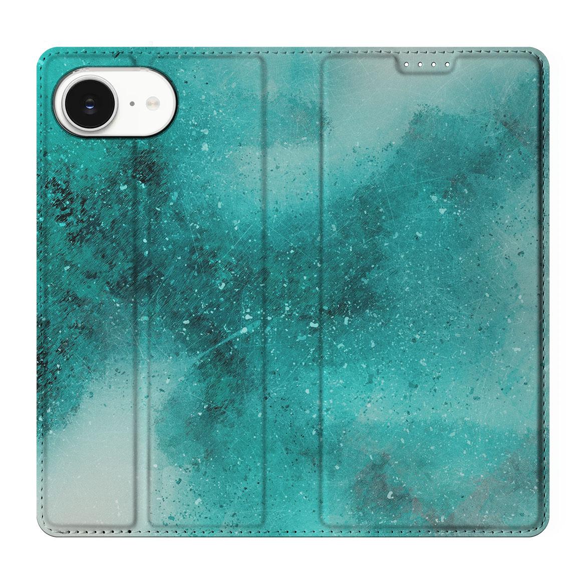 Apple iPhone 16e Bookcase voor Apple iPhone 16e Painting Blue voorkant