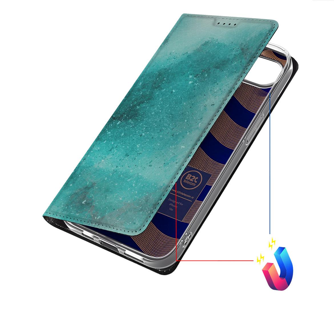 Apple iPhone 16e Bookcase voor Apple iPhone 16e Painting Blue bovenaanzicht