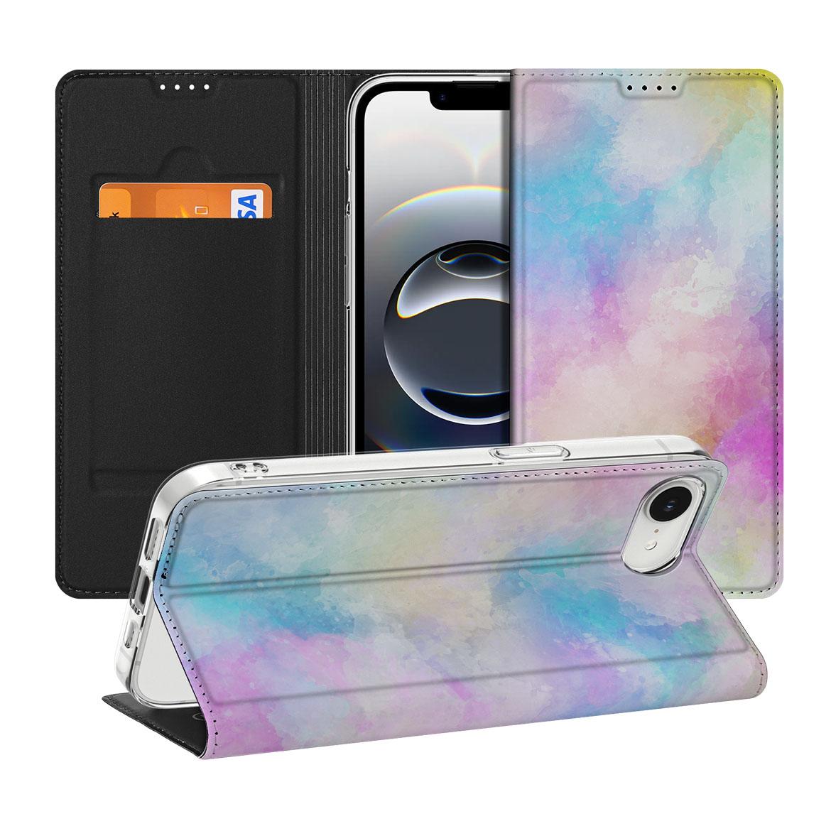 Apple iPhone 16e Bookcase voor Apple iPhone 16e Watercolor Light horizontaal aanzicht