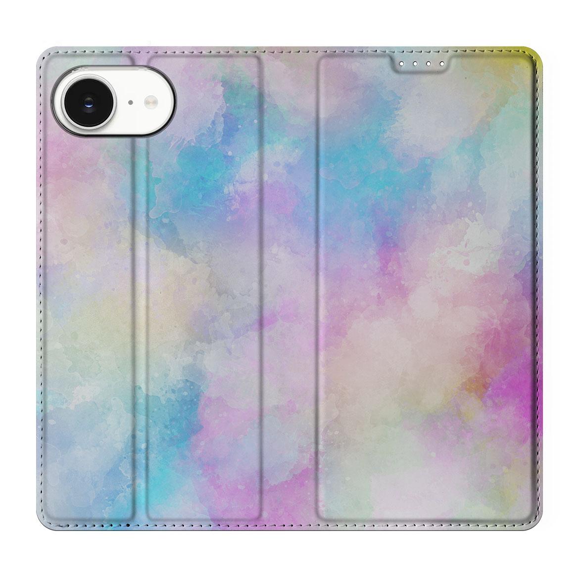 Apple iPhone 16e Bookcase Watercolor Light aanzicht kleurrijk design