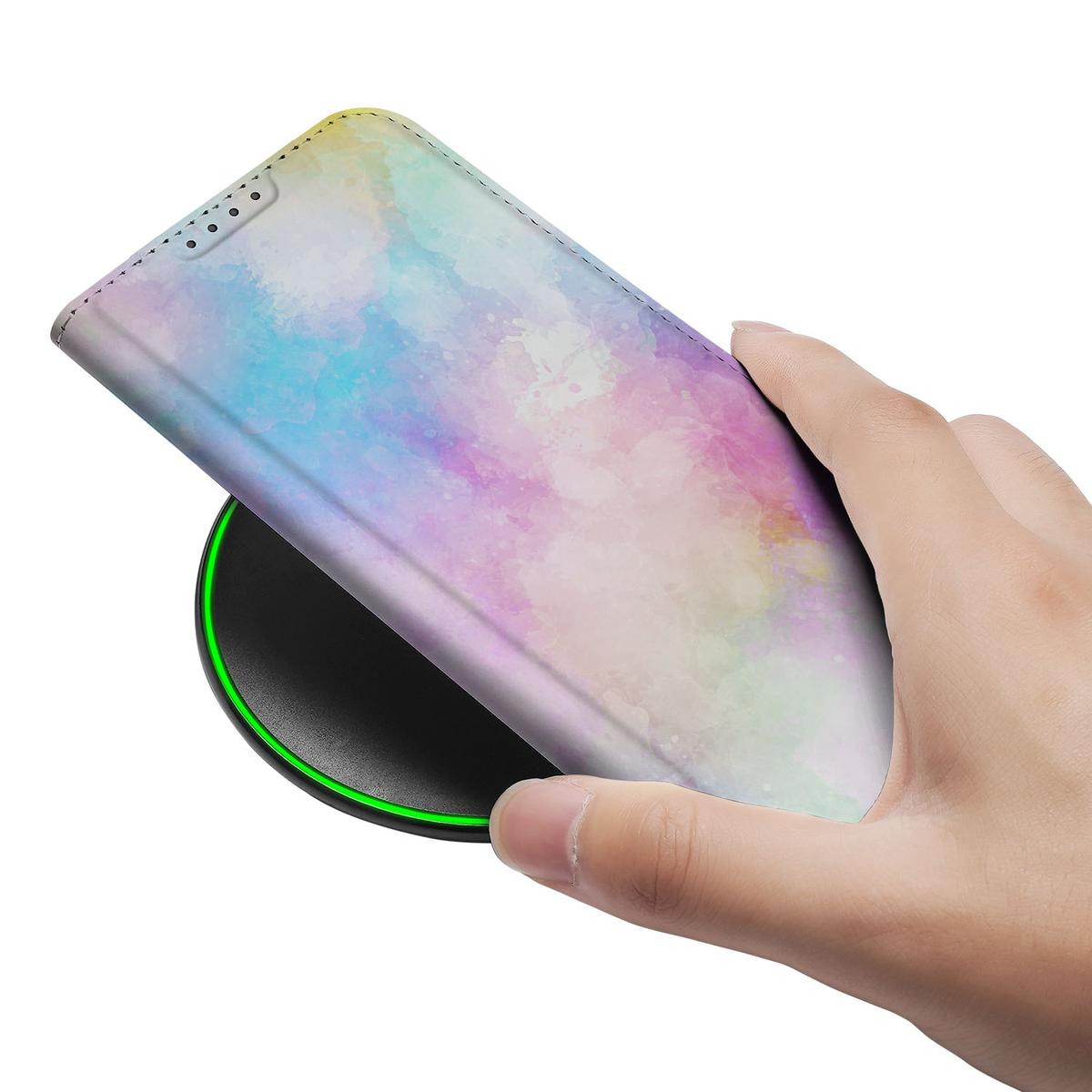 Apple iPhone 16e Bookcase voor Apple iPhone 16e Watercolor Light achterkant hand
