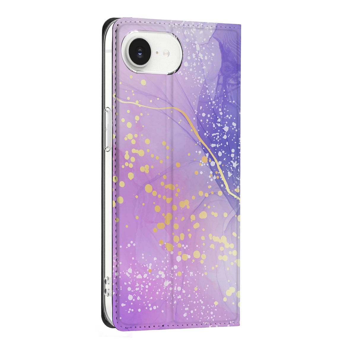 Apple iPhone 16e Bookcase Watercolor Paars zijaanzicht