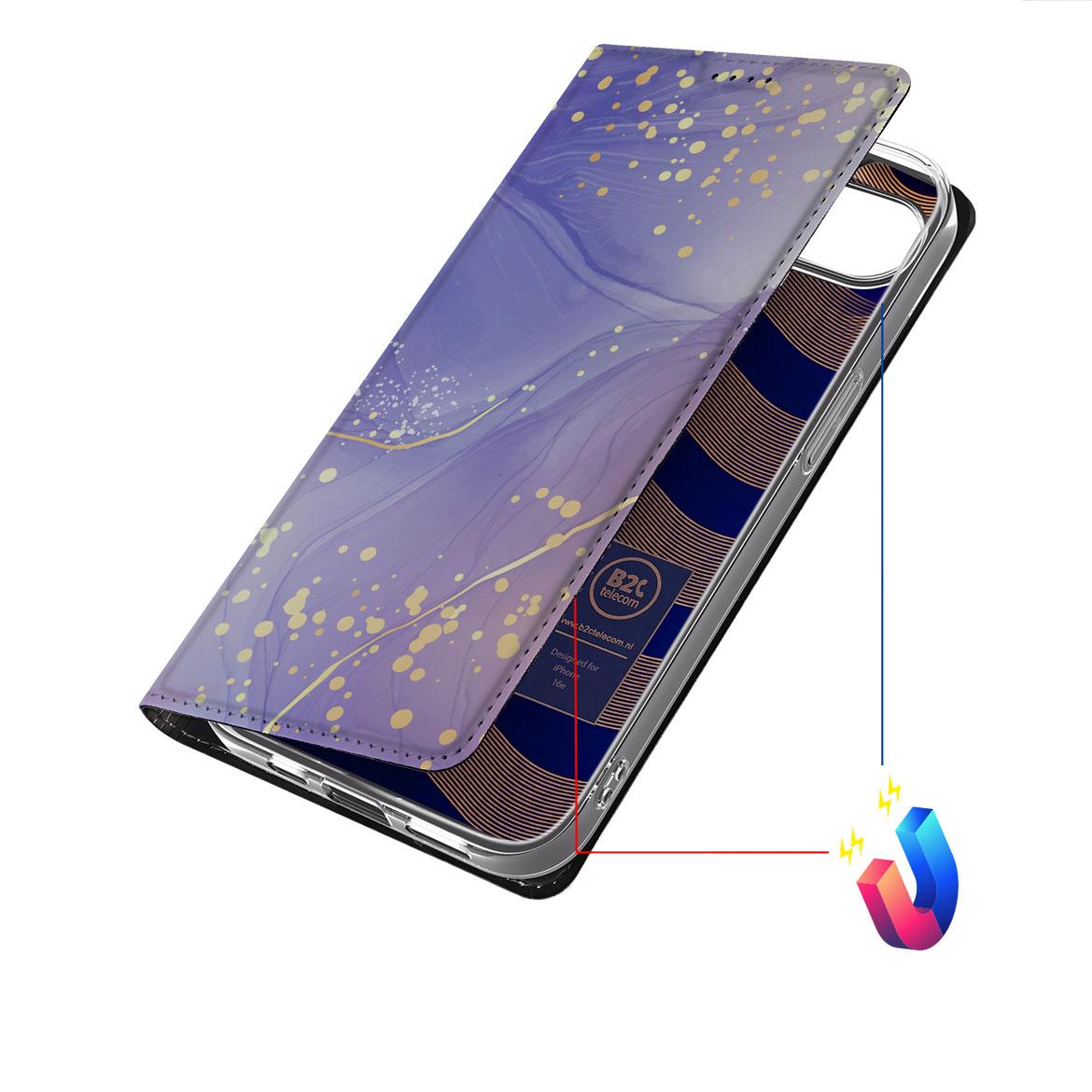 Apple iPhone 16e Bookcase voor Apple iPhone 16e Watercolor Paars aanzicht