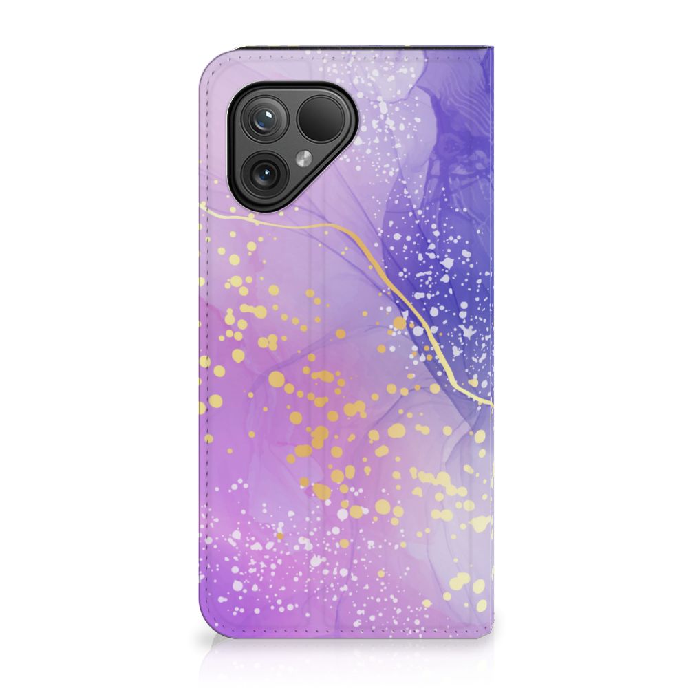 Fairphone 5 Bookcase voor Fairphone 5 Watercolor Paars voorkant