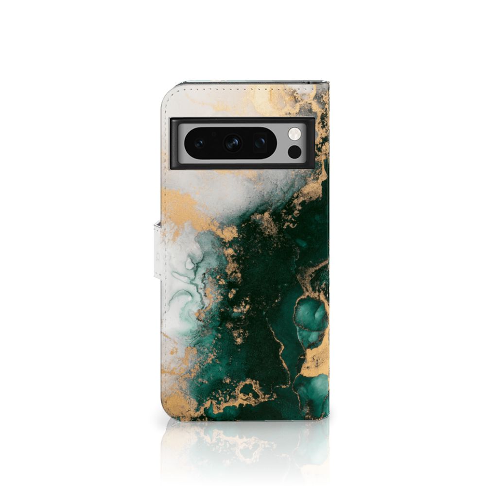 Google Pixel 8 Pro Bookcase voor Google Pixel 8 Pro Marmer Groen aanzicht