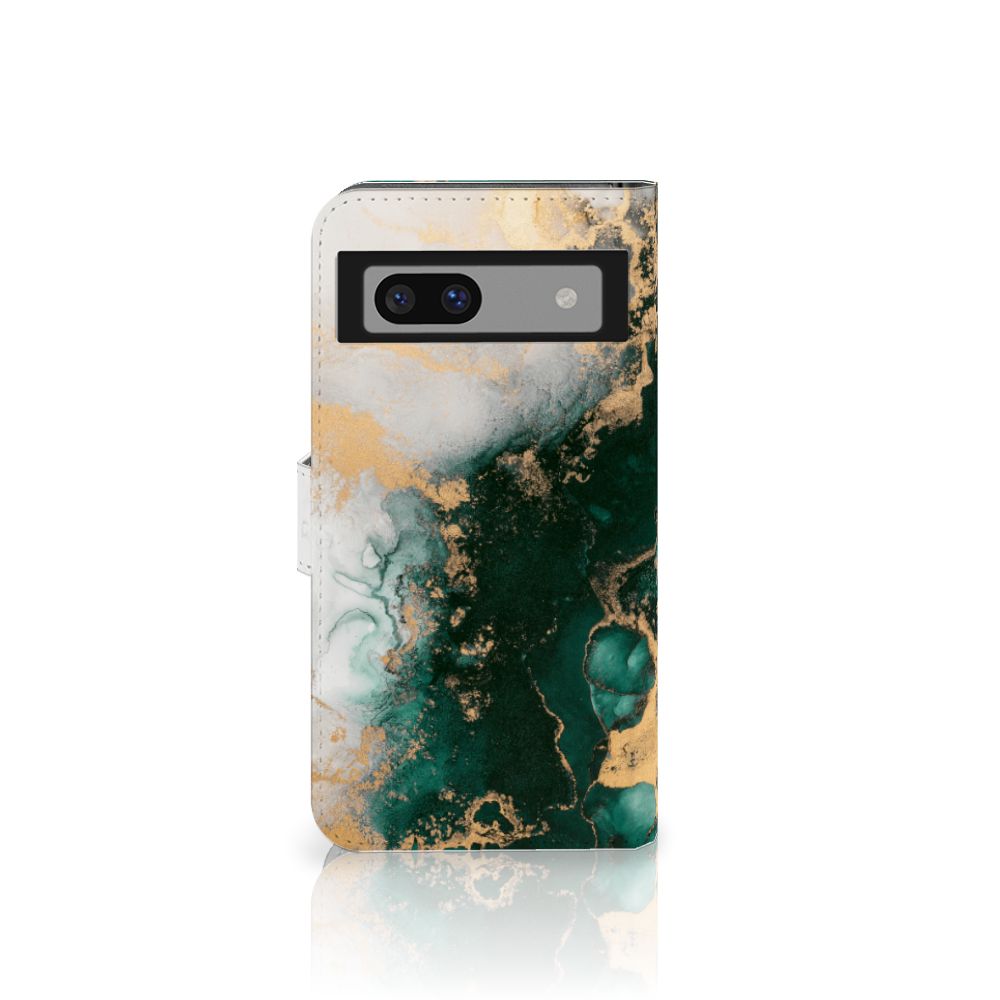 Google Pixel 8A Bookcase Marmer Groen voorkant