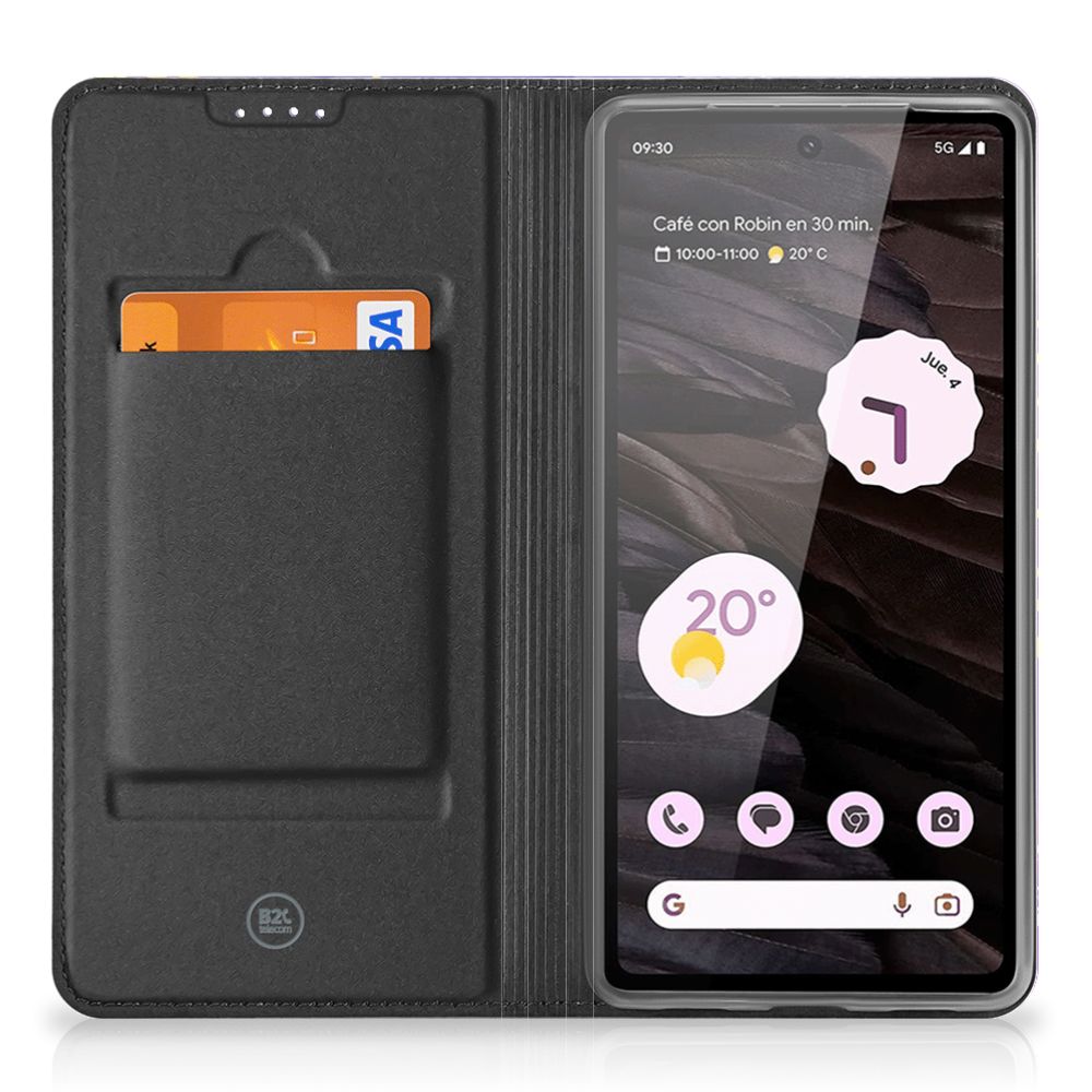 Google Pixel 8A Bookcase Watercolor Paars voorkant pasjeshouder