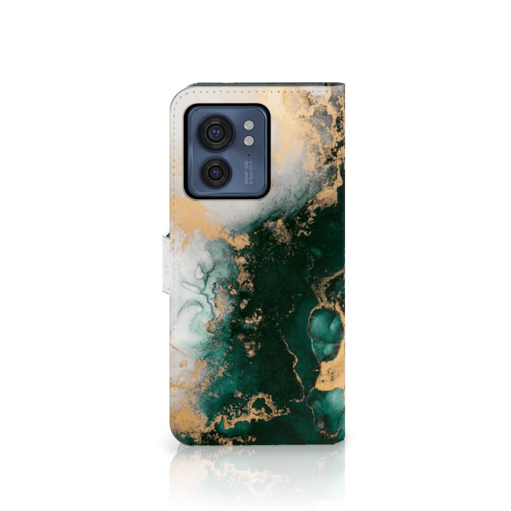 Bookcase voor Motorola Edge 40 Marmer Groen met elegant design, beschermt je telefoon en ziet er stijlvol uit.