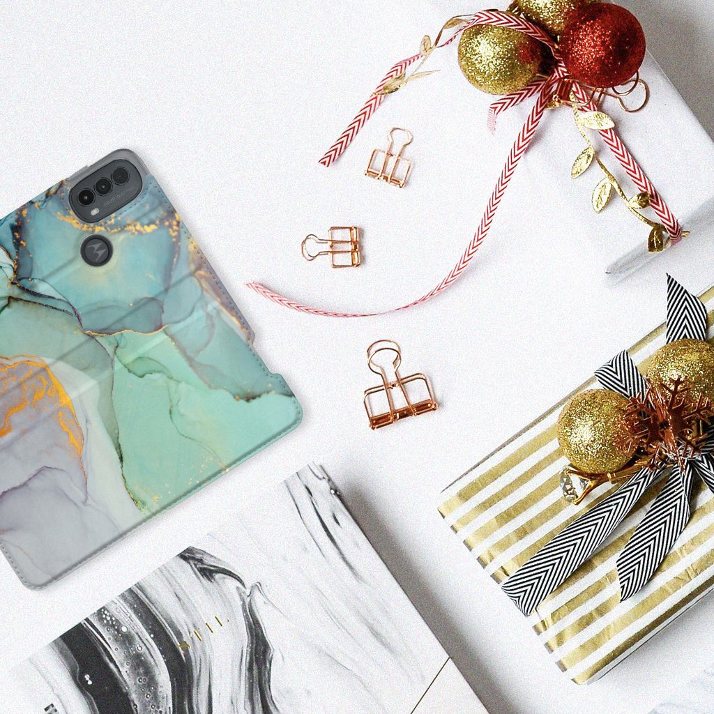 Bookcase voor Motorola Moto E20 Watercolor Mix bovenaanzicht