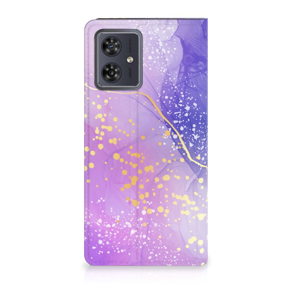 Motorola Moto G54 Bookcase Watercolor Paars achterzijde