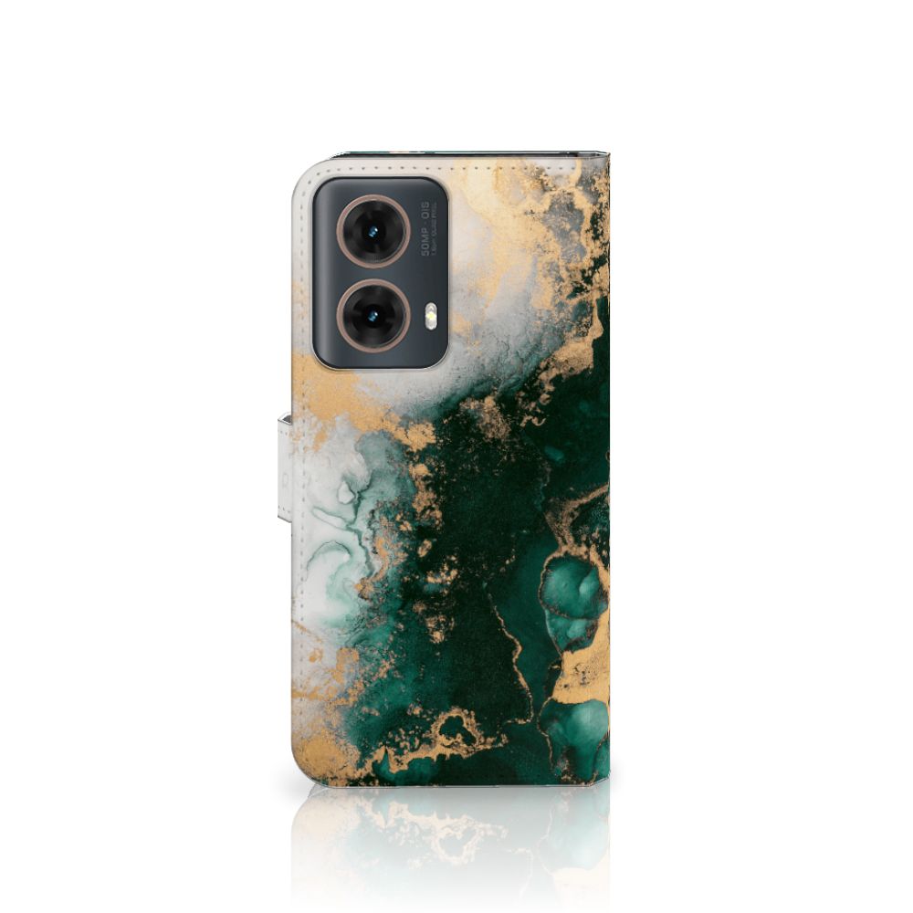 Motorola Moto G85 Bookcase Marmer Groen aanzicht