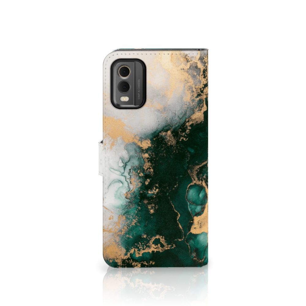 Bookcase voor Nokia C32 Marmer Groen voorkant