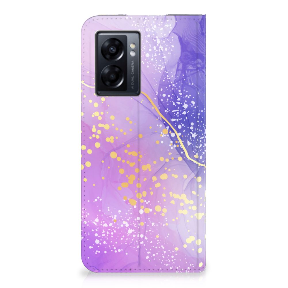 OPPO A77 5G A57 5G Bookcase Watercolor Paars voorkant