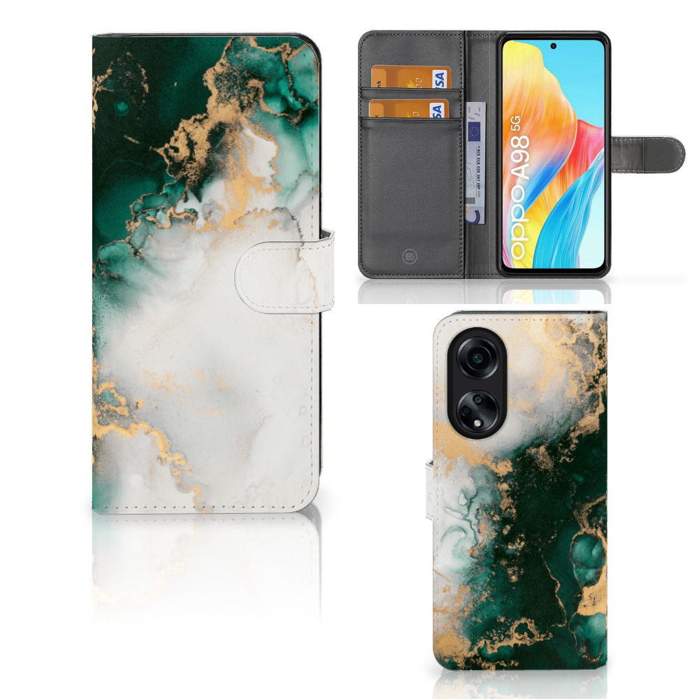 OPPO A98 5G Bookcase Marmer Groen aanzicht
