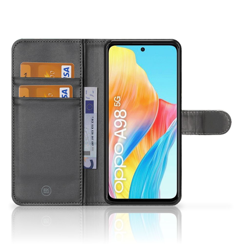 OPPO A98 5G Bookcase Marmer Groen binnenzijde pasjeshouder