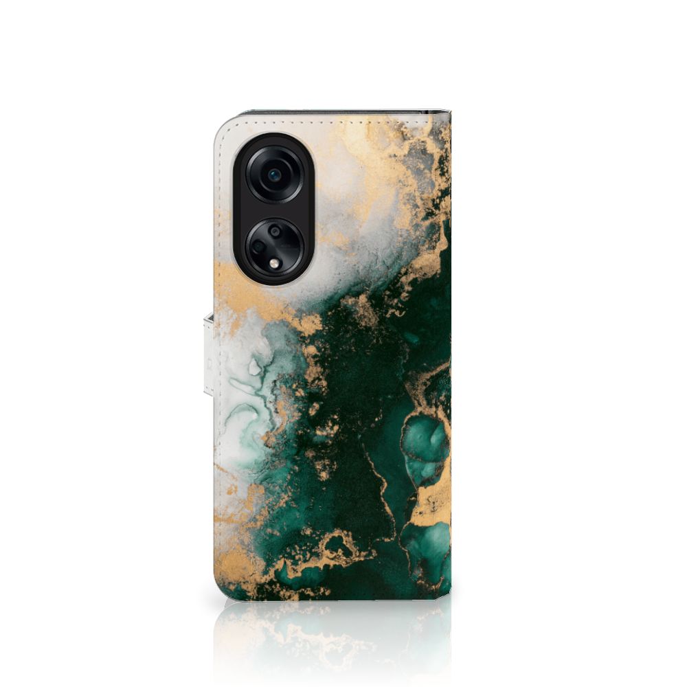 Bookcase voor OPPO A98 5G Marmer Groen voorkant