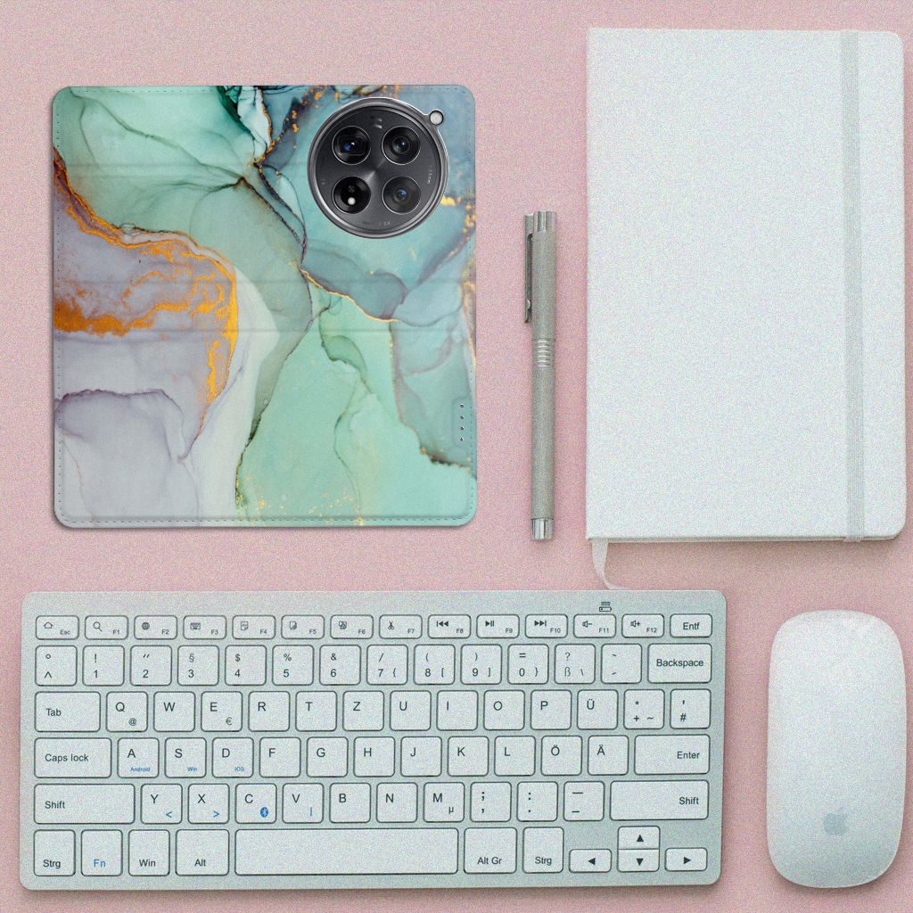 OnePlus 12 Bookcase voor OnePlus 12 Watercolor Mix bovenaanzicht