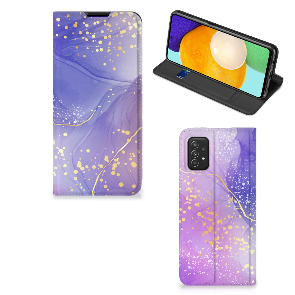 Samsung Galaxy A03s Bookcase Watercolor Paars voorkant zijkant
