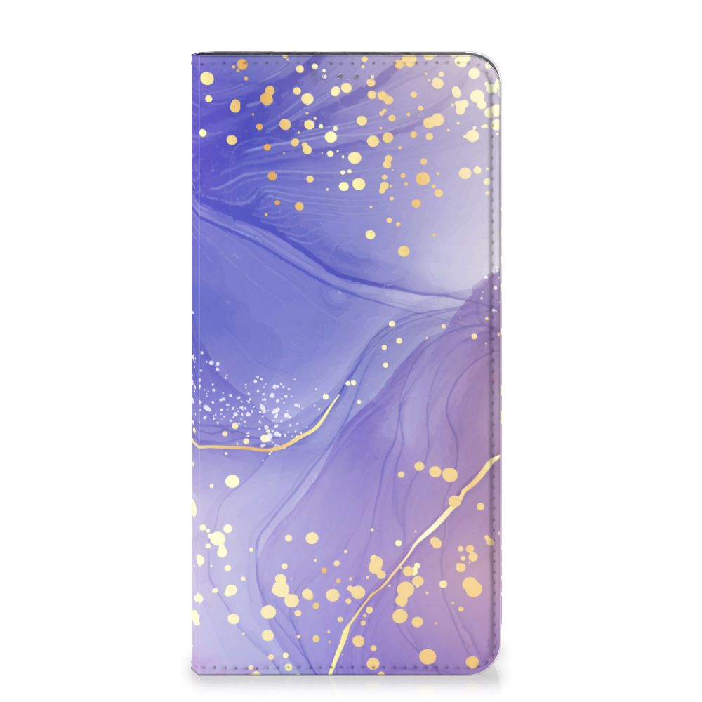 Bookcase voor Samsung Galaxy A14 5G Watercolor Paars met een mooi paarse watercolor design.