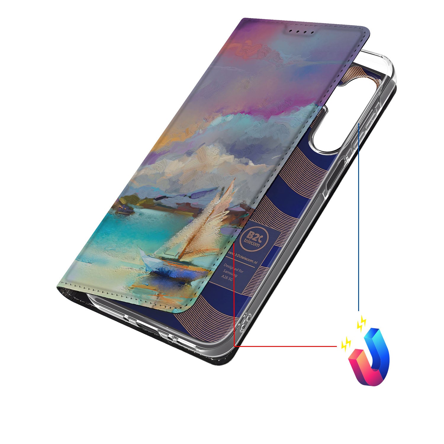 Bookcase voor Samsung Galaxy A26 Boat kleurrijk design aanzicht