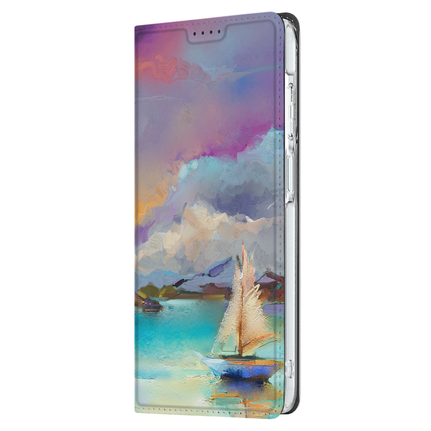 Bookcase voor Samsung Galaxy A26 Boat zeilboot kleurrijk design zijaanzicht
