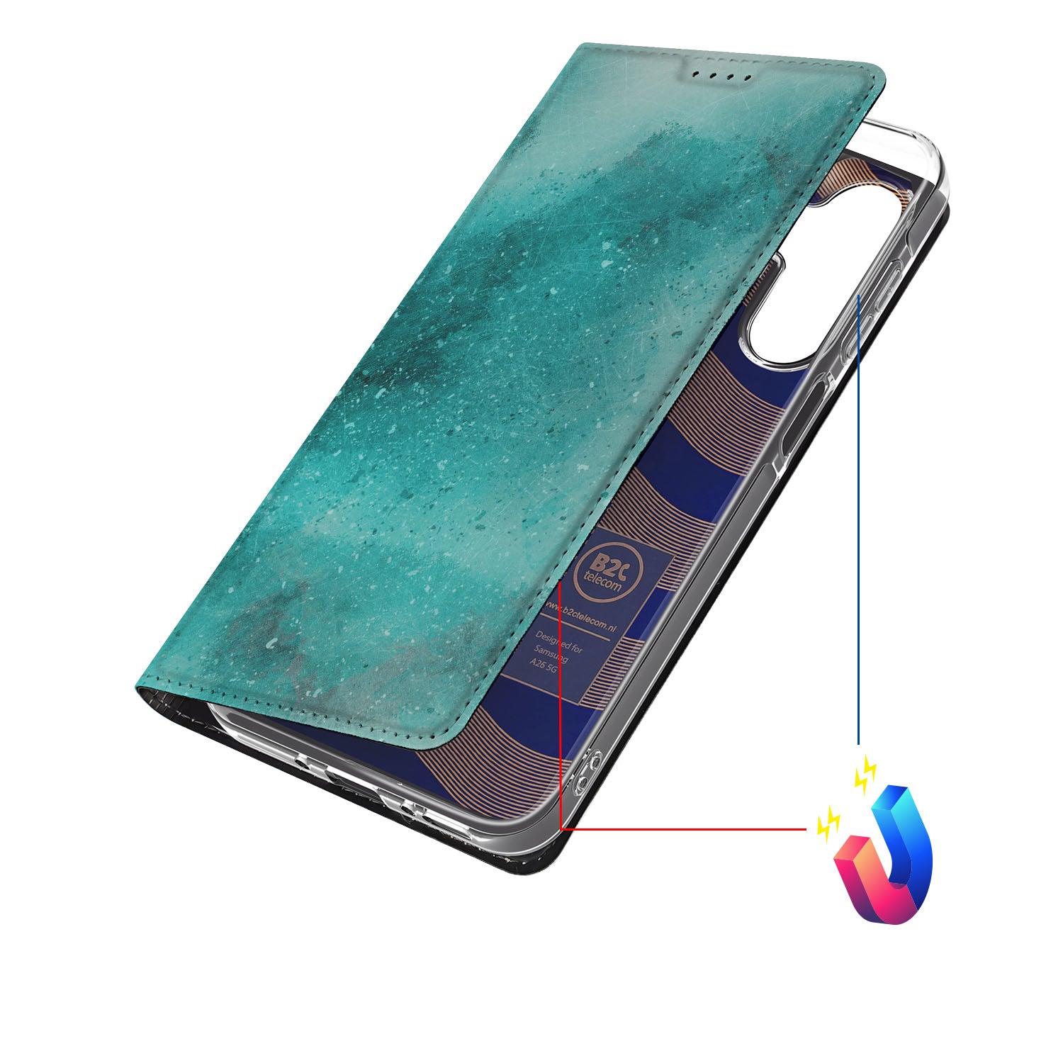 Samsung Galaxy A26 Bookcase Painting Blue bovenaanzicht