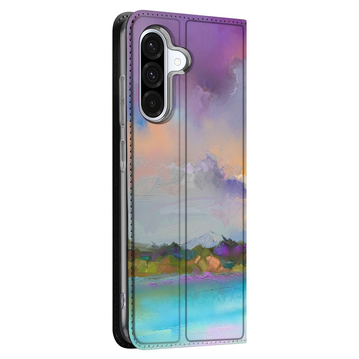 Bookcase voor Samsung Galaxy A56 A36 Boat kleurrijk ontwerp aanzicht