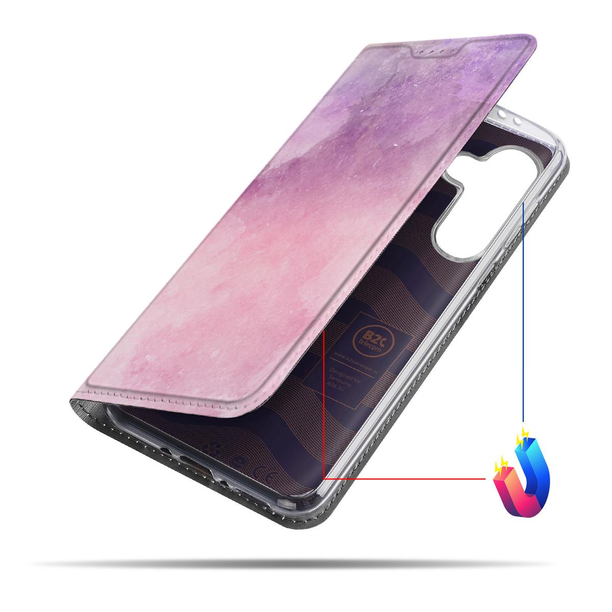 Samsung Galaxy A56 A36 Bookcase Pink Purple Paint zijkant