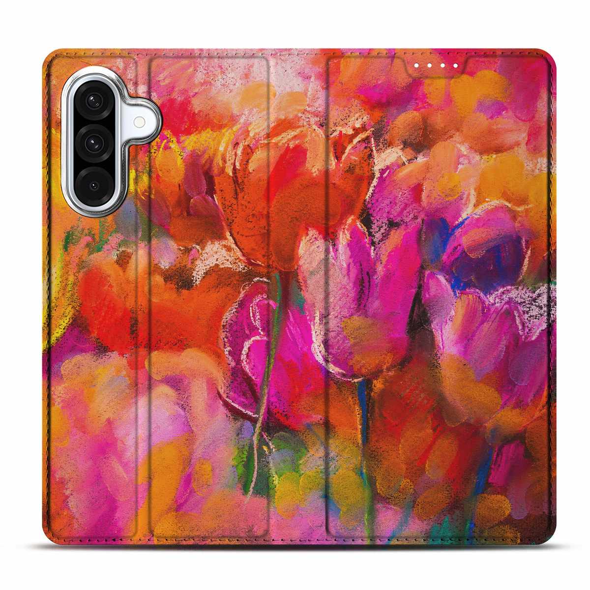 Bookcase voor Samsung Galaxy A56 | A36 Tulips bloemen kleurrijk design voorkant