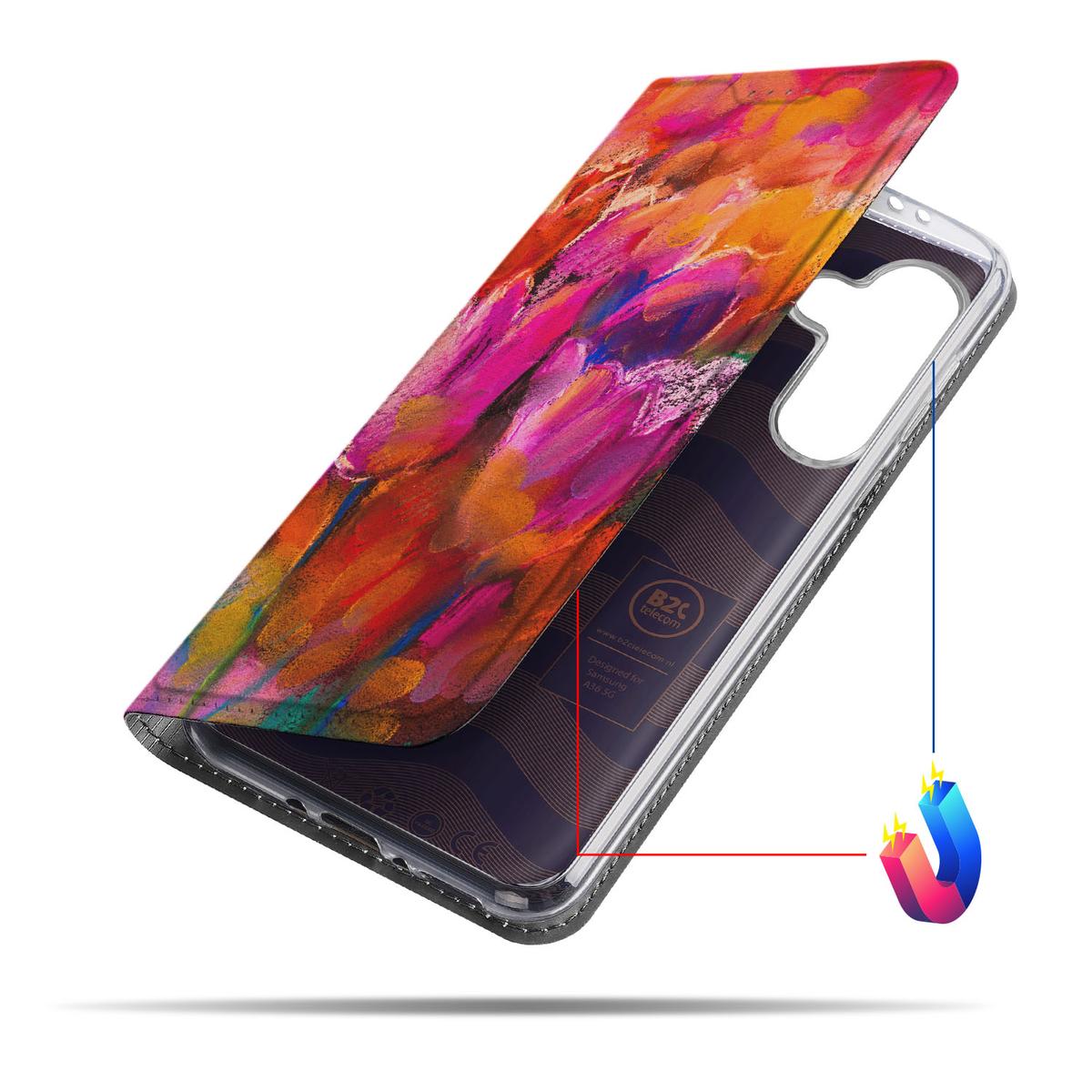 Samsung Galaxy A56 A36 Bookcase Tulips zij aanzicht
