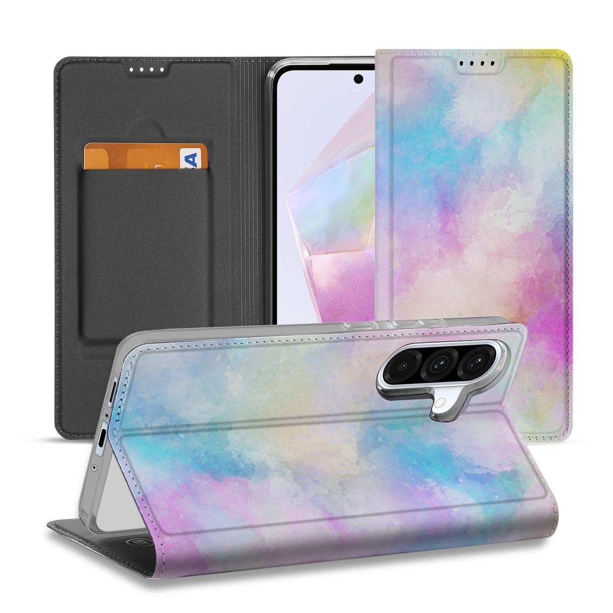 Samsung Galaxy A56 A36 Bookcase Watercolor Light voorkant zijaanzicht