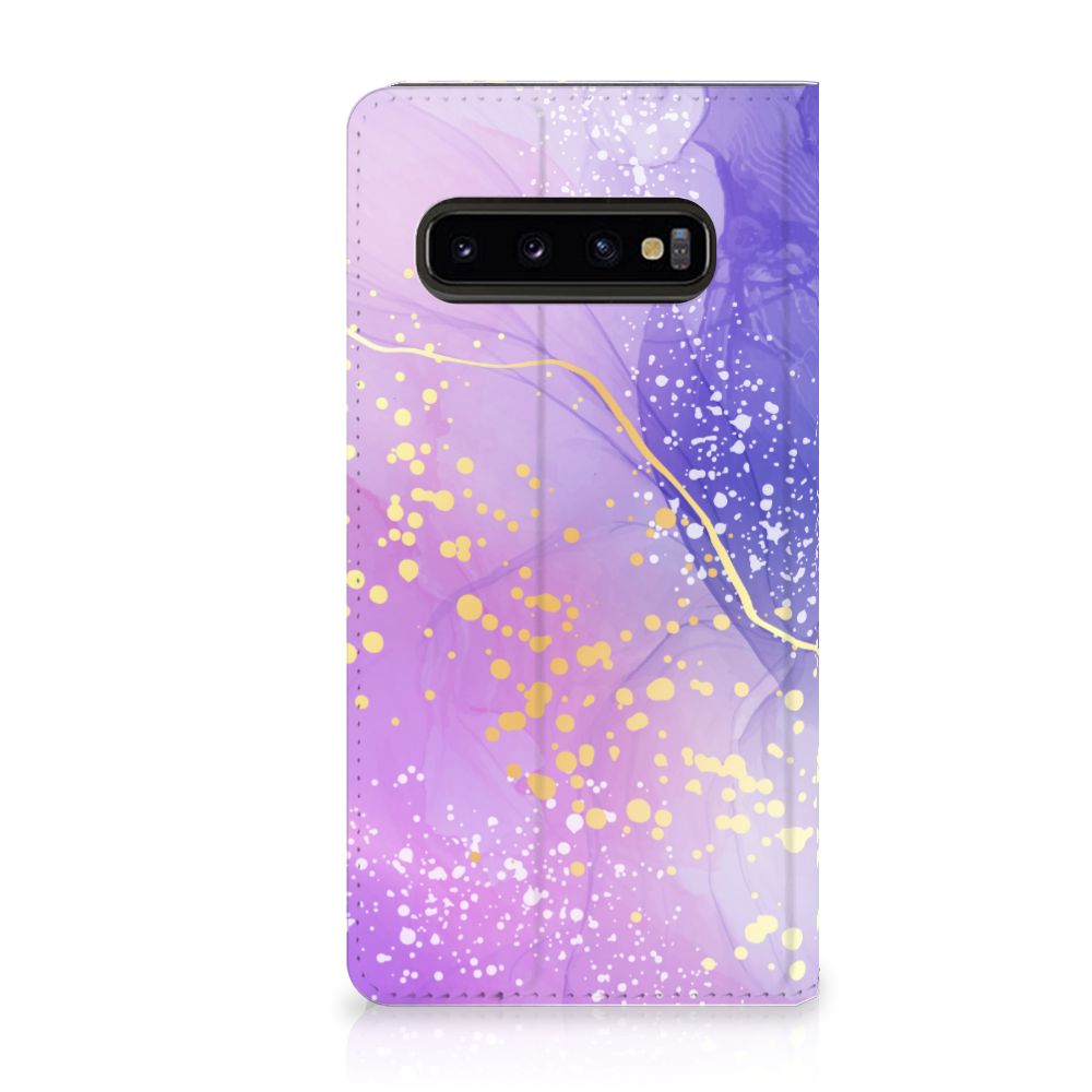 Samsung Galaxy S10 Bookcase Watercolor Paars achterzijde