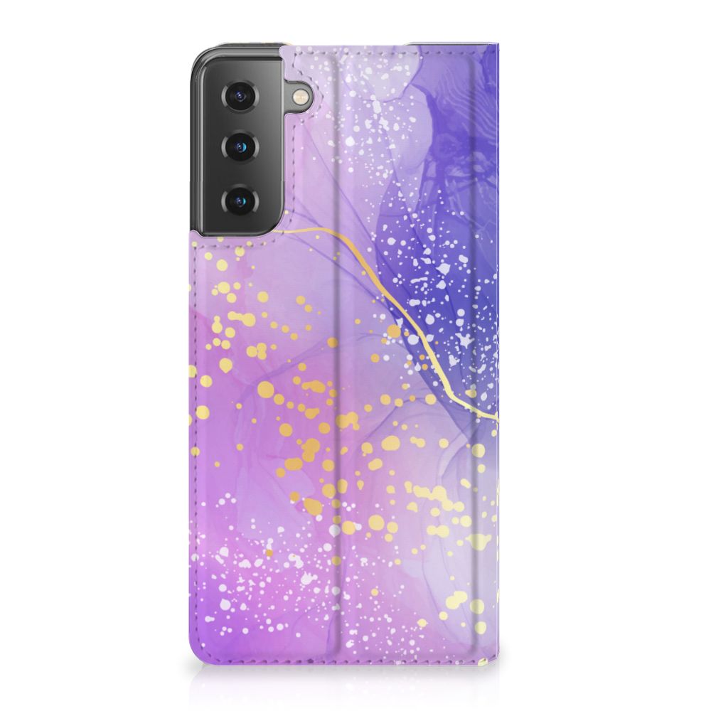 Samsung Galaxy S21 Plus Bookcase Watercolor Paars voorkant