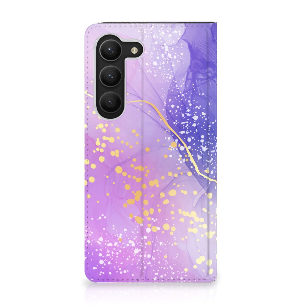 Samsung Galaxy S23 Bookcase Watercolor Paars voorkant
