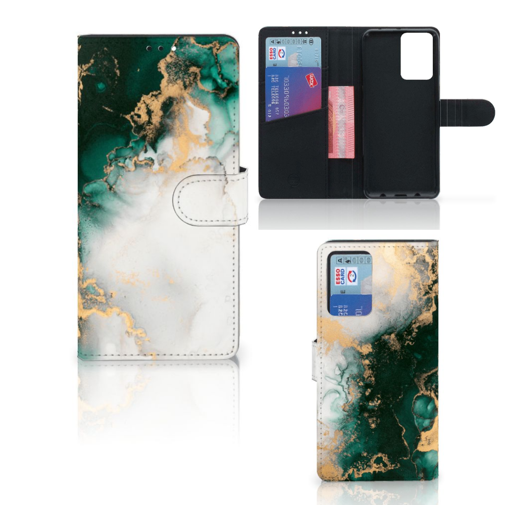 Xiaomi Redmi Note 10 Pro Bookcase Marmer Groen aanzicht