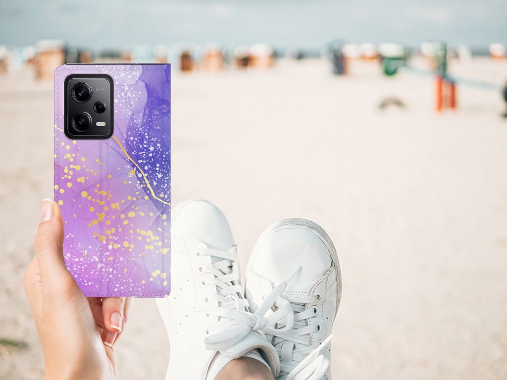 Xiaomi Redmi Note 12 Pro Poco X5 Pro Bookcase Watercolor Paars handstrand