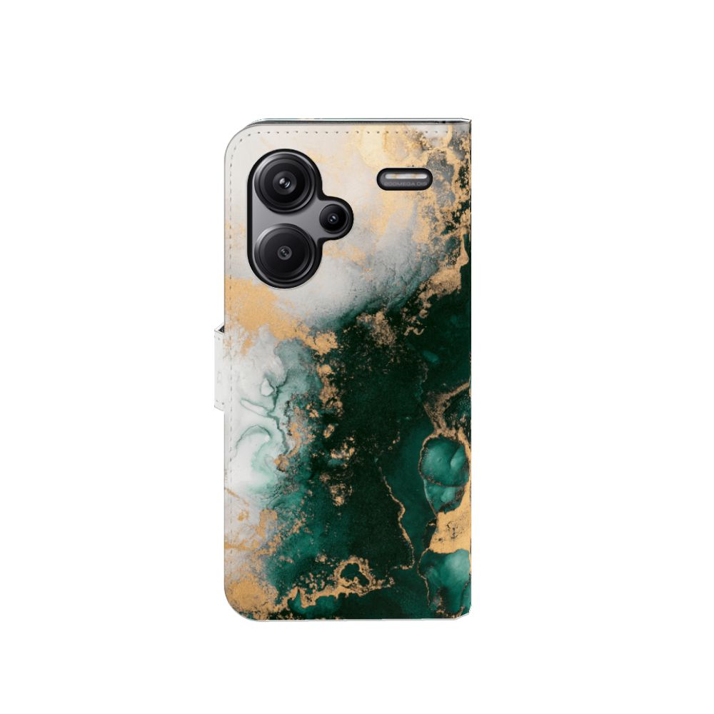 Bookcase voor Xiaomi Redmi Note 13 Pro Plus Marmer Groen voorkant print