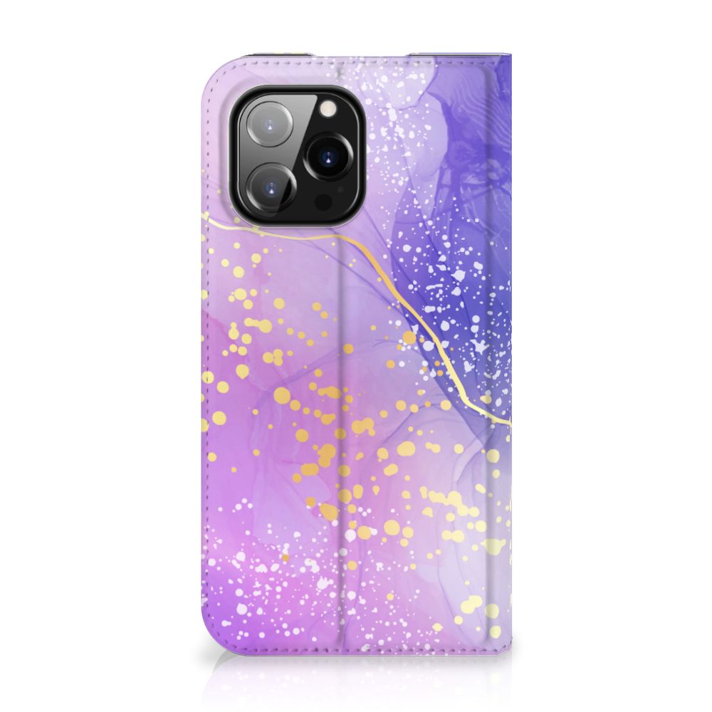 Bookcase voor iPhone 14 Pro Max Watercolor Paars