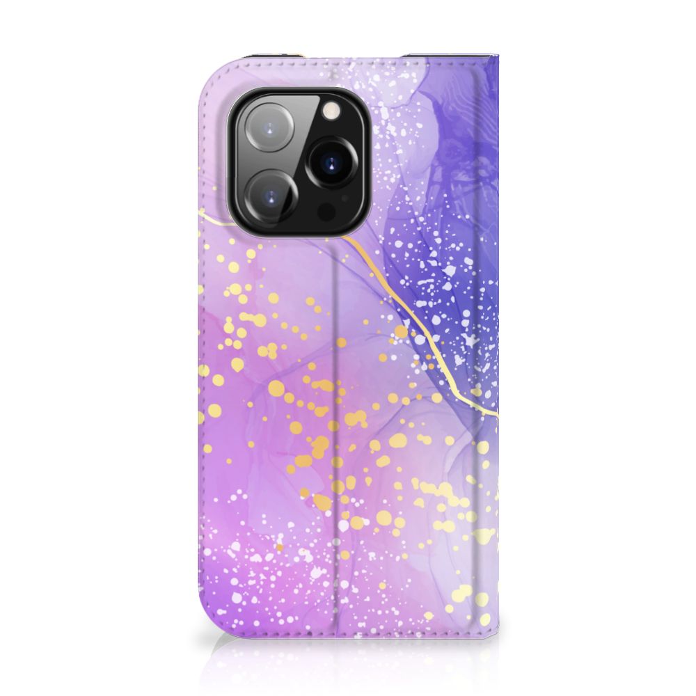 Bookcase voor iPhone 14 Pro Watercolor Paars