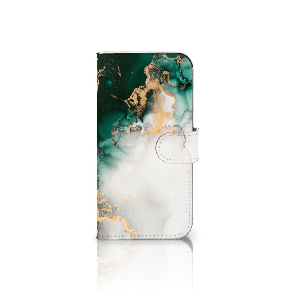iPhone 16 Pro Bookcase voor iPhone 16 Pro Marmer Groen aanzicht