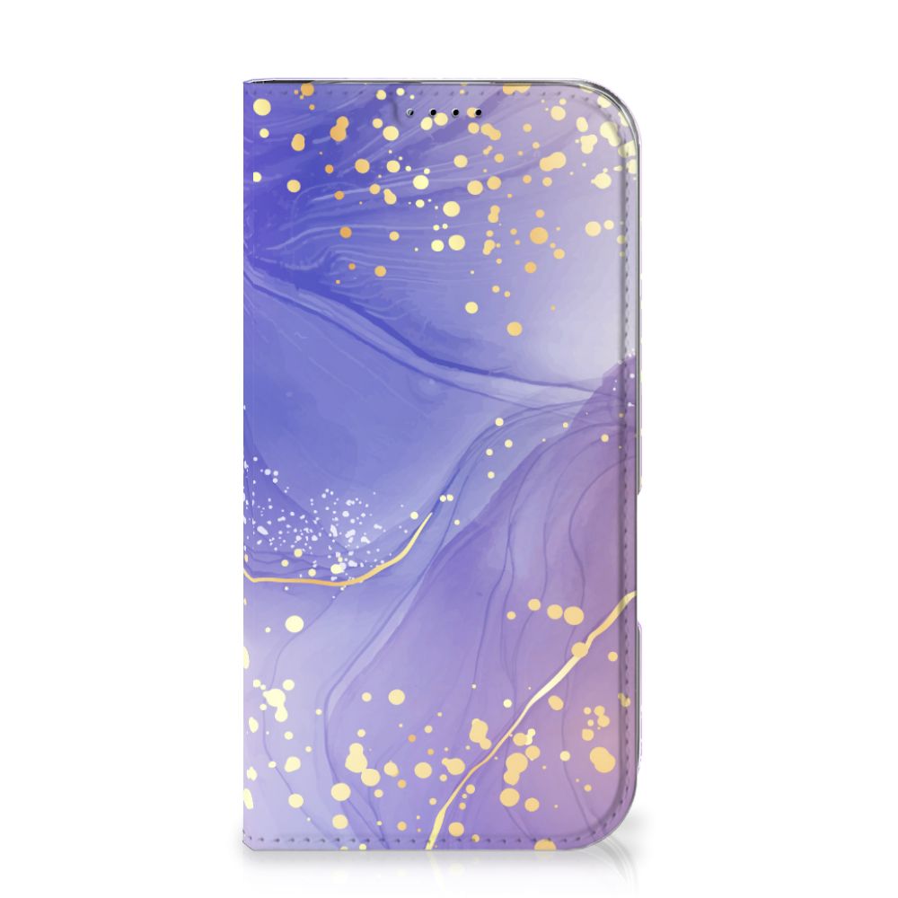 Apple iPhone 16 Bookcase voor iPhone 16 Watercolor Paars voorkant