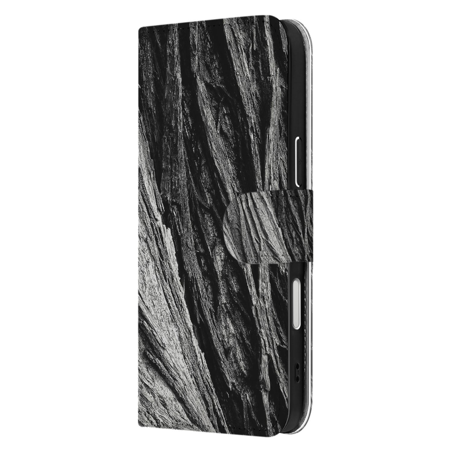 Boomschors Hoesje Voor Apple iPhone Air Book Case grijs rustiek zijaanzicht