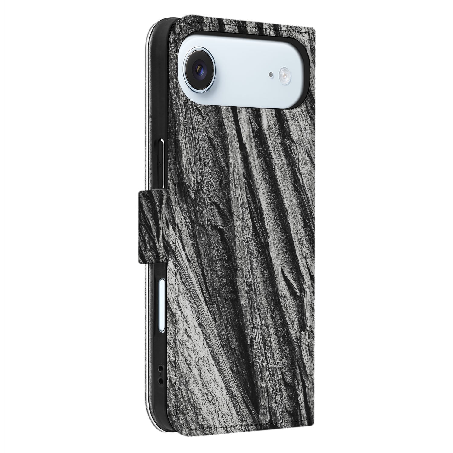 Boomschors Hoesje Voor Apple iPhone Air Book Case grijs rustiek zijkant